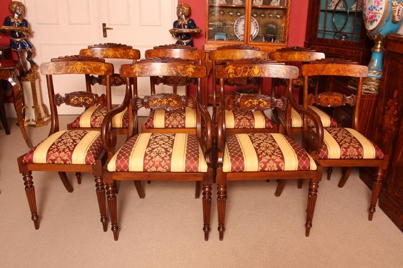 Exquisite Lot 8 Regency Dining Chairs Armchairs