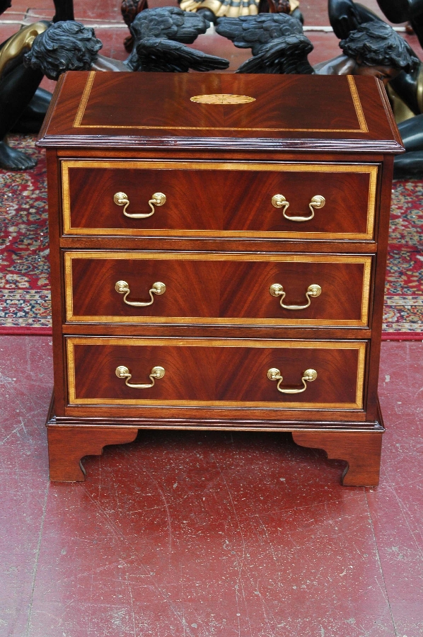 Flame Mahogany Bedside Satinwood Inlaid Cabinet Chest
