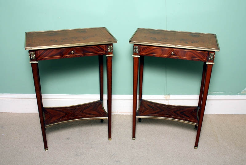 Pair Inlaid Burr Walnut Occasional / End Tables
