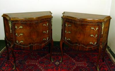 Pair Milanese Walnut & Rosewood Commodes Drawers