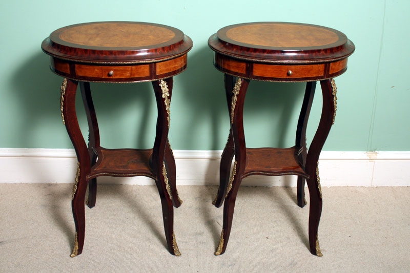 Pair French Occasional / End Tables Burr Walnut