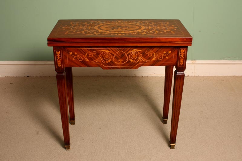 Stunning Louis XV Rosewood Marquetry Card Games Table