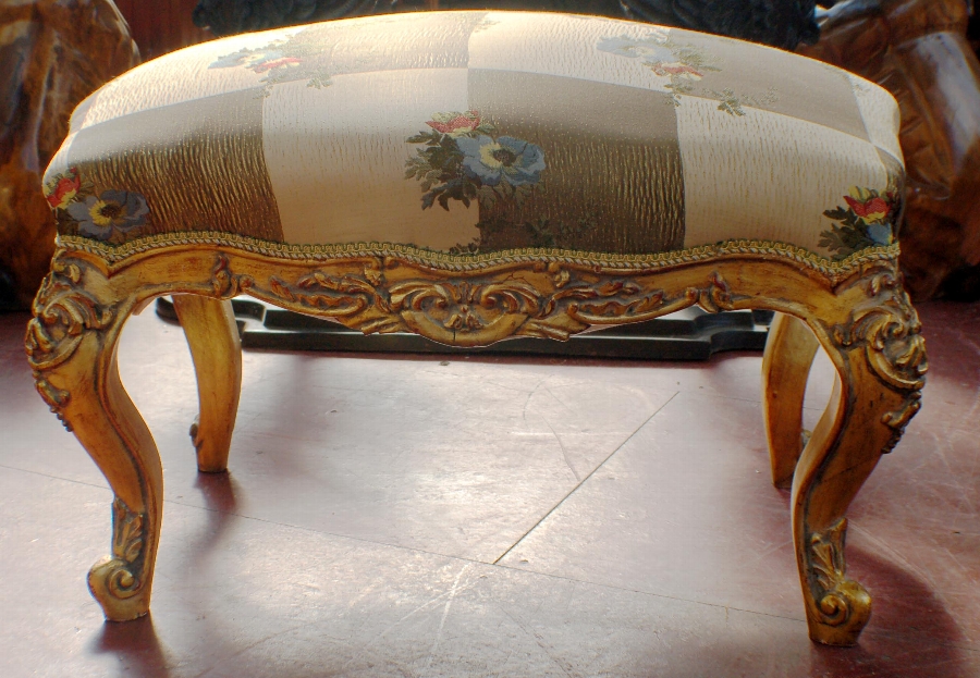Stunning and Elaborate Large Gilded French Duet Stool