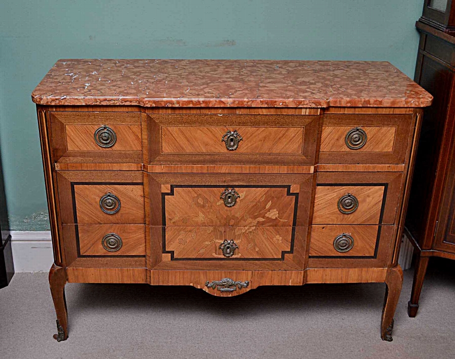 Antique French Marble topped Commode Chest C1900