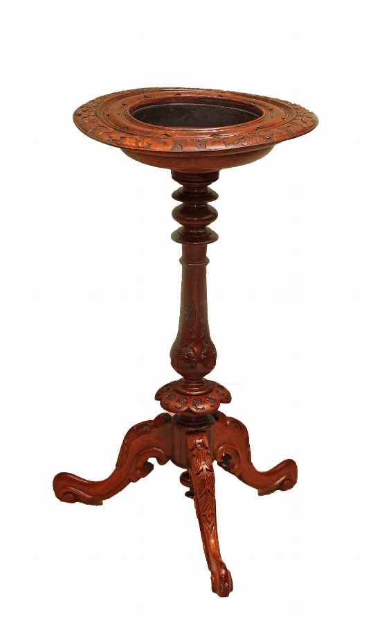 Antique Victorian Walnut Tripod Pedestal Stand C1860