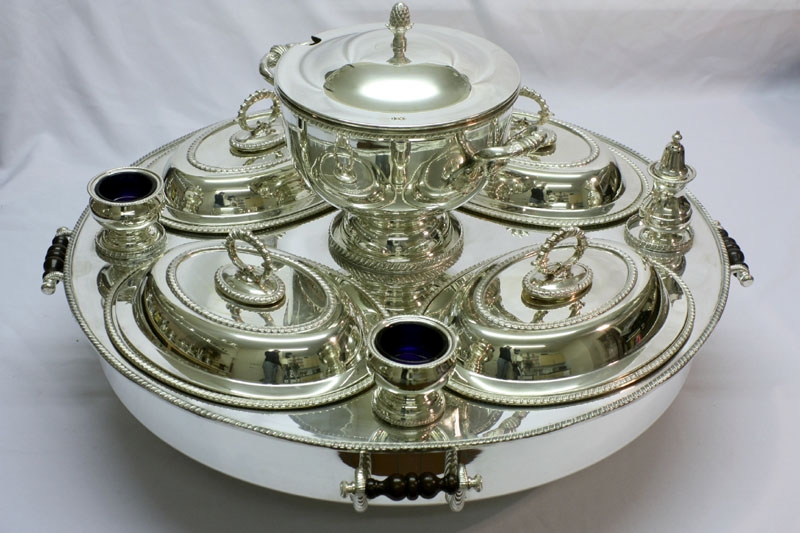 Superb English Silver Plated Lazy Susan Serving Tray