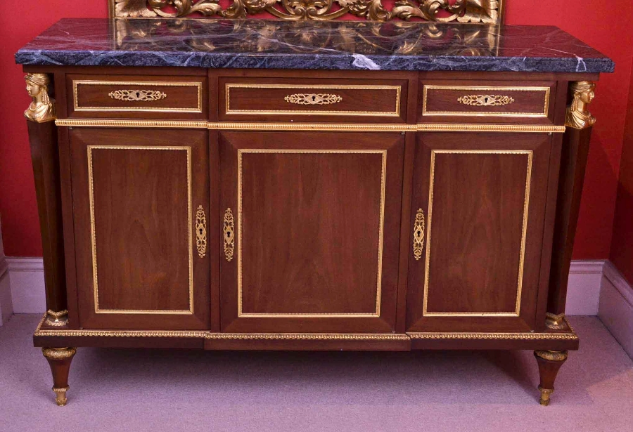 Antique French Empire Marble Top Cabinet Circa 1880