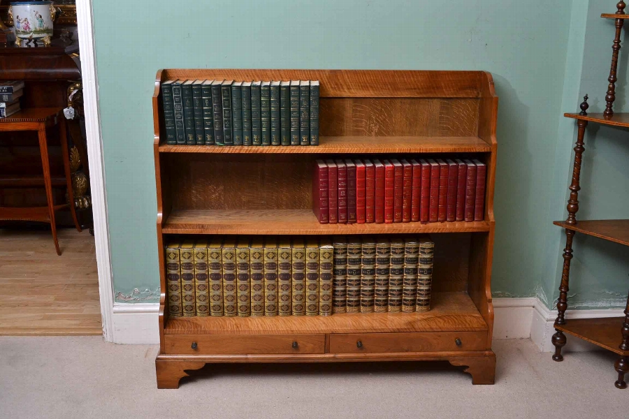 Antique Victorian Waterfall Open Bookcase C1870