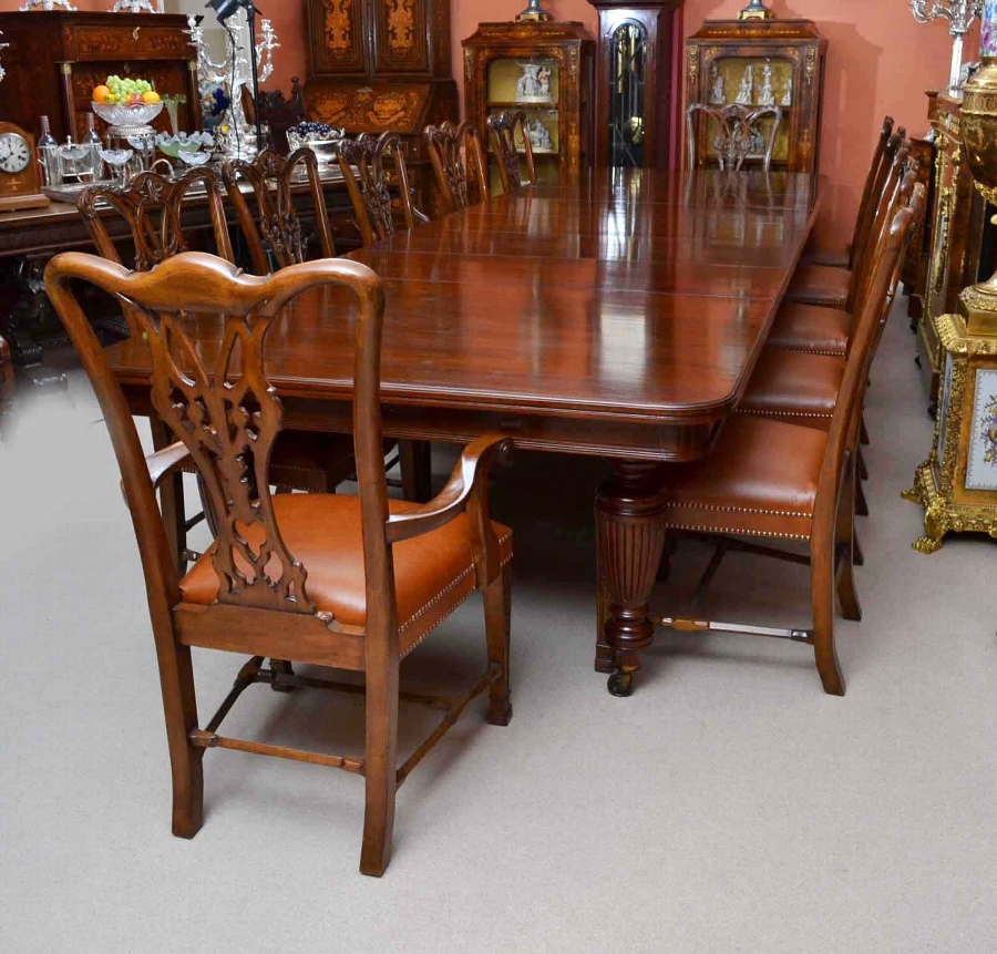 Huge Antique Victorian Dining Table C1880 & 12 Chairs