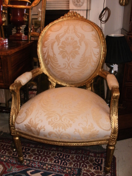 French gilt wood open armchair