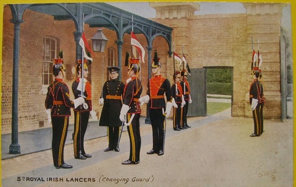 Post card 5th ROYAL IRISH LANCERS, Changing Guard
