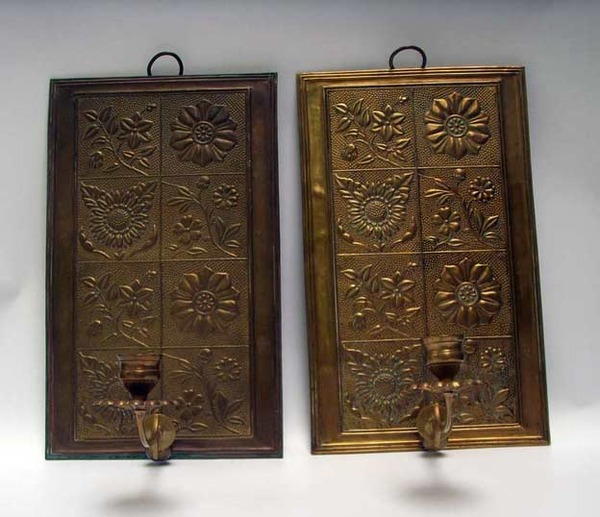 Brass candle stand wall mounted panels