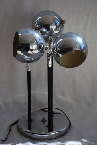 Antique Art Deco Three Light Chrome Lamp