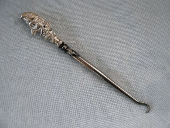 Antique Silver Punch Head Button Hook