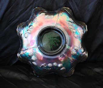 Antique Fenton Carnival Glass Bowl - Peacock & Grape