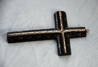 Antique Victorian Tortoise Shell Pique Cross