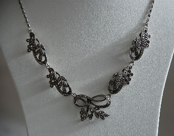 Antique Vintage Silver Marcasite Necklace