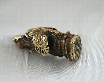 Antique Victorian Brass Dog Head Vesta Case