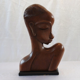 Antique Hagenauer Carved Wood African Bust