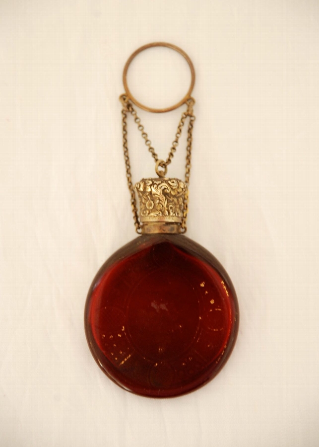 Antique Victorian Ruby Glass Scent Flask