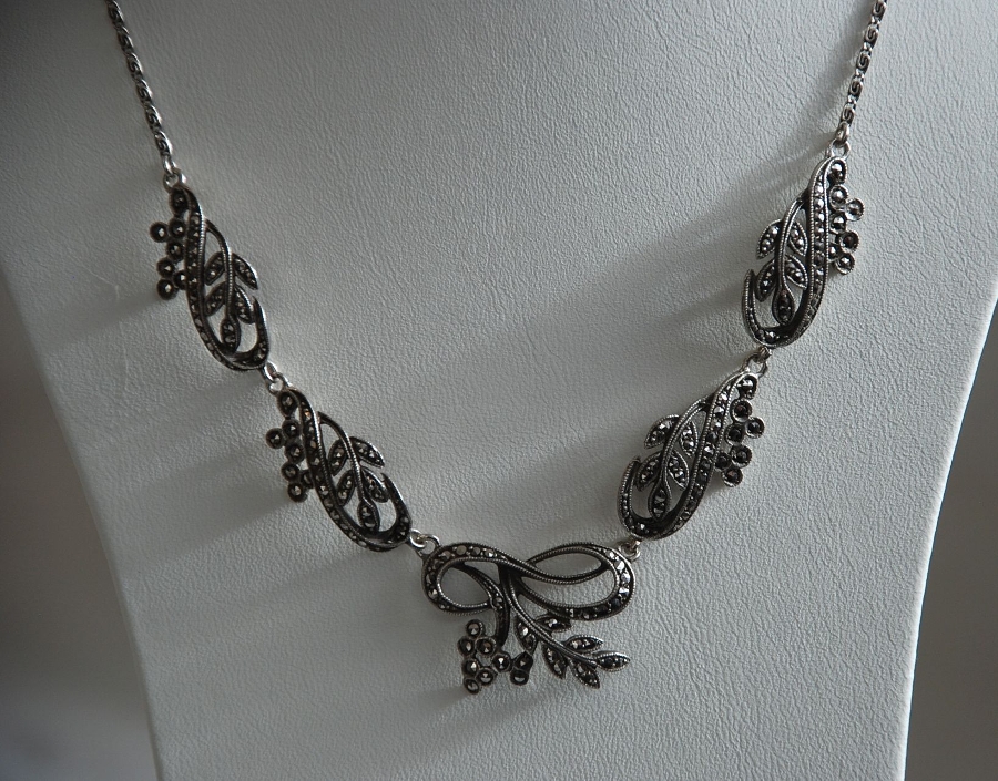 Antique Vintage Silver Marcasite Necklace | ANTIQUES.CO.UK