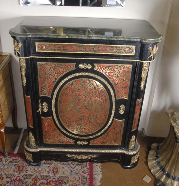 French Boulle Inlay Cabinet With Marble Top