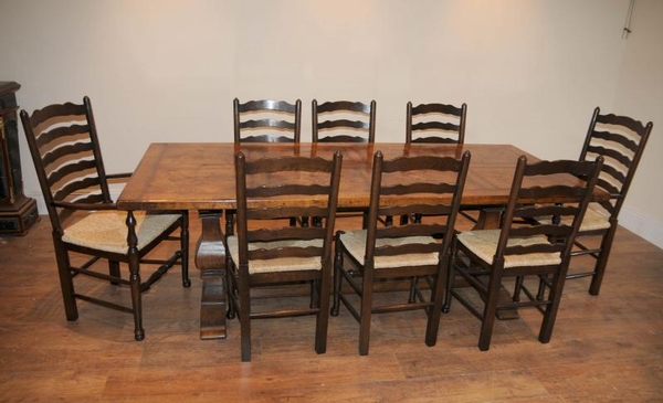 Ladderback Chair Refectory Table Kitchen Dining Set Farmhouse