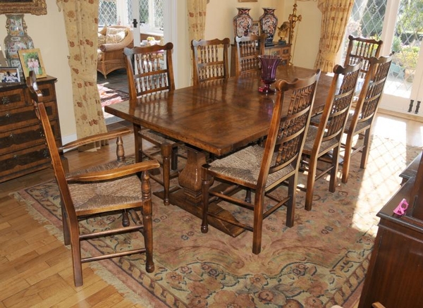 Farmhouse Kitchen Refectory Table Spindleback Chair Set Dining