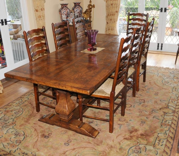 Country Refectory Table and Ladderback Chair Dining Set 