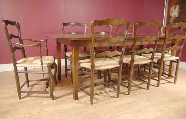 English Oak Ladderback Chair & Refectory Table Set Dining
