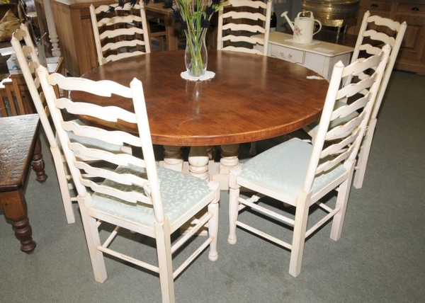 Painted Country Table Set Ladderback Chairs Set