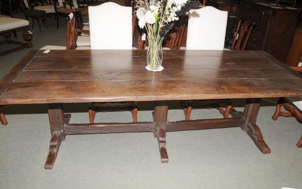 Soild Oak Country Refectory Trestle Table Kitchen Dining