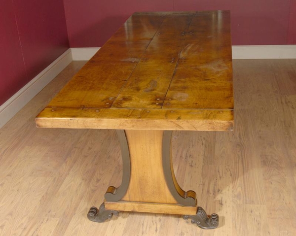 English Sycamore Country Farmhouse Refectory Dining Table