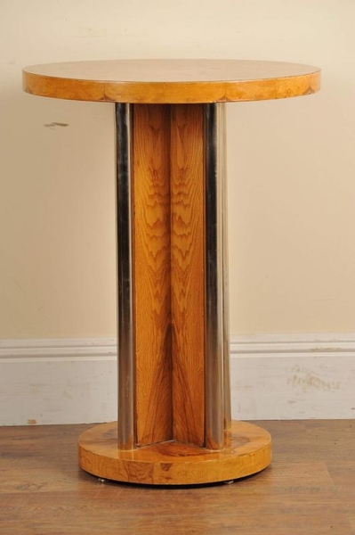 Gorgeous Art Deco Style Tall Side Table in Blonde Walnut