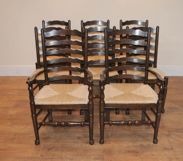 8 Solid Oak Pad Foot Ladderback Kitchen Chair