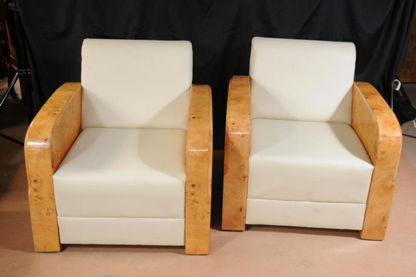 2 Art Deco Club Chairs Sofa Armchairs Arm