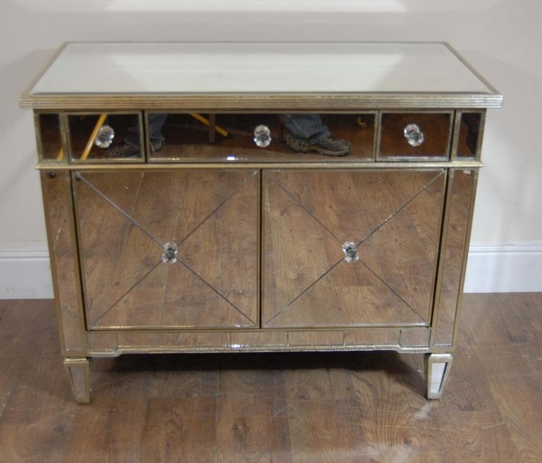 Art Deco Mirrored Commode Cabinet Chest Bedroom