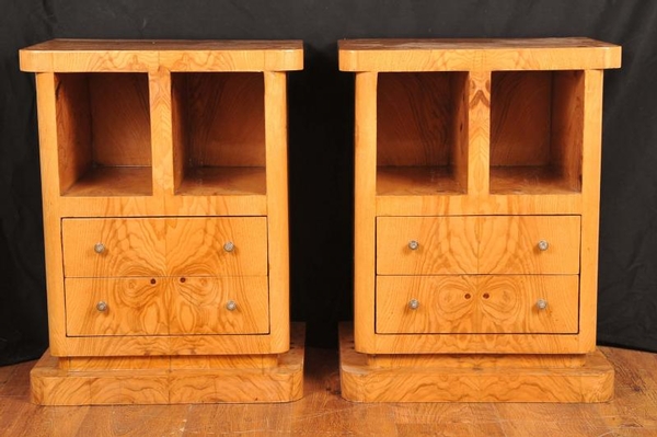 Pair Classic Deco Bedside Cabinets Tables Chest