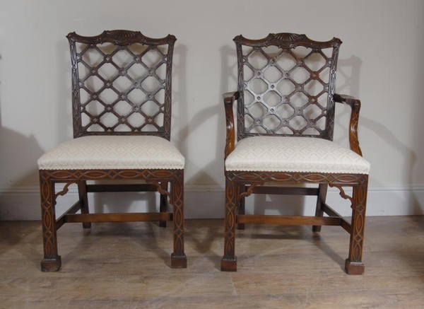 10 Mahogany Gothic Chippendale Dining Chairs Diner