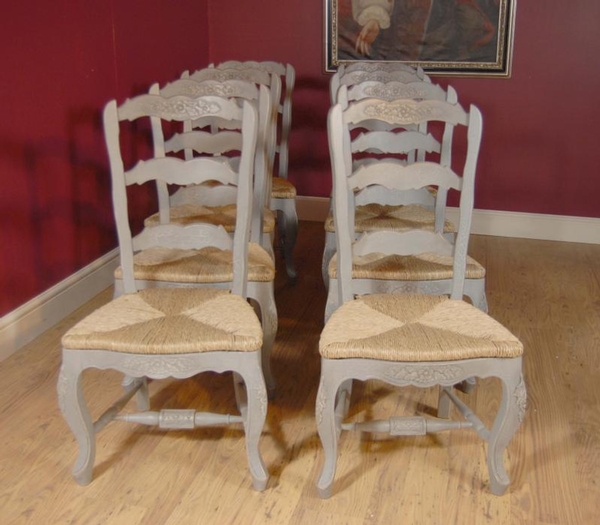 Set 8 English Painted Ladderback Farmhouse Chair