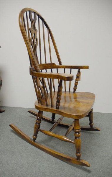 Hand Carved English Windsor Rocking Chair Farmhouse Chair