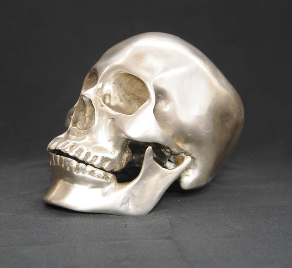 Silver Bronze Gothic Human Skull Casting Hamlet