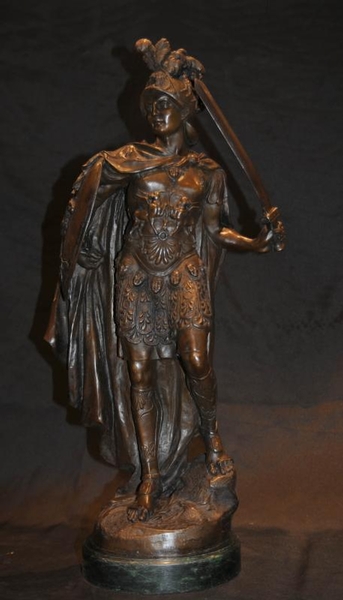 French Bronze Roman Gladiator Signed A Carrier
