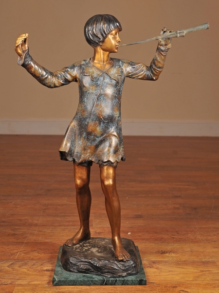PETER PAN BRONZE FIGURINE 3 FEET JM BARRIE STATUE