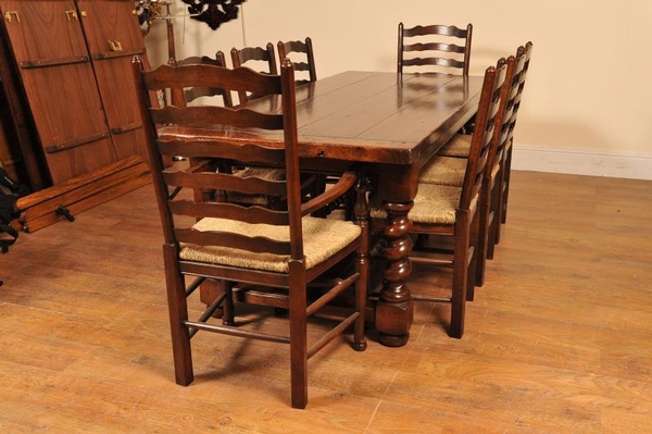Barley Refectory Table Ladderback Chair Kitchen Set 