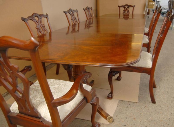 Regency Dining Table Set Chippendale Chairs Suite
