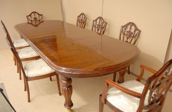 Victorian Dining Set Table & Adams Mahogany Chairs Suite