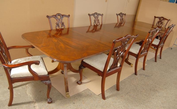 Regency Pedestal Dining Table Chippendale Chair Set
