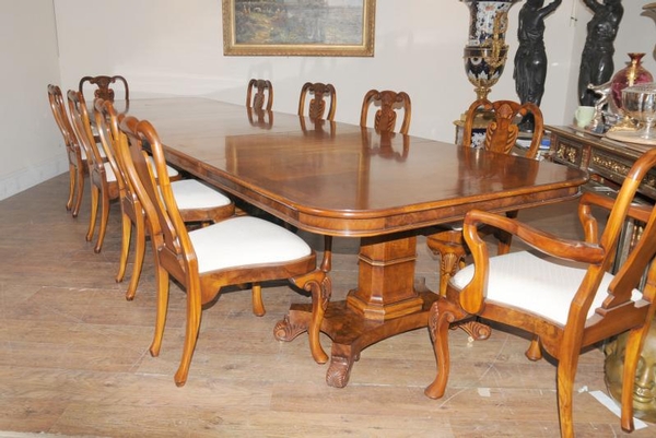 Regency Walnut Dining Set Queen Anne Chairs Table