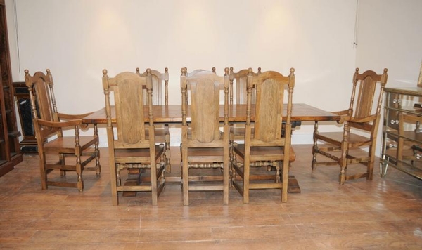 William Mary Chair Farmhouse Refectory Table Dining Set